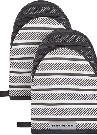 KITCHENAID Albany Mini Oven Mitt 2-Pack Set, Matte Black, 5.5"x8"