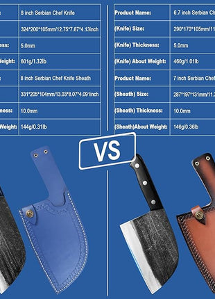 XYJ Authentic Since 1986,Ancient Forged Butcher Knives,Serbian Chef Knife With Sheath,Tiny Knife,Chinese Vegetable Meat Cleaver For Kitchen Camping Outdoor,Full Tang,High Carbon Steel (7.5 inch)