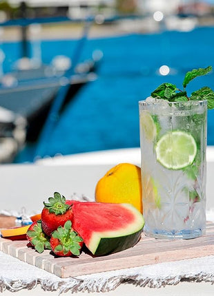 BELLAFORTE Shatterproof Tritan Plastic Tall Tumbler, Set of 4, 18oz - Myrtle Beach Drinking Glasses - Unbreakable Drinking Glasses for Parties - BPA Free - Clear