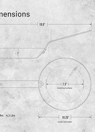 De Buyer MINERAL B Carbon Steel Fry Pan - 10.25” Diameter, 7.3” Cooking Surface - Ideal for Searing, Sauteing & Reheating - PFAS, PFOA & PFOS Free - Made in France