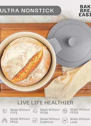 Gotham Steel 5 Qt Dutch Oven Pot with Lid, Nonstick Ceramic 10 in 1 Cooking Pot & Dutch Oven for Bread Baking, Lightweight, Oven & Dishwasher Safe – Gray