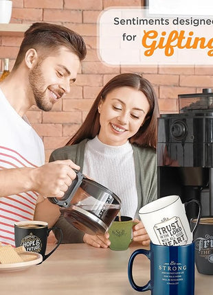 Christian Art Gifts Inspirational Ceramic Coffee & Tea Mug for Men & Women: Trust in the Lord Encouraging Bible Verse Proverb, Sturdy Lead & Cadmium-free Non-toxic Drinkware, Matte Black & Gold, 12 oz