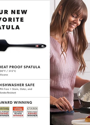DI ORO Silicone Spatula - 600°F Heat-Resistant Rubber Kitchen Spatula for Baking, Scraping, & Mixing - BPA Free Nonstick Cookware Safe Flexible Utensil for Cooking - Seamless & Dishwasher Safe (Black)