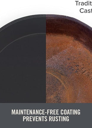 Zakarian by Dash 9.5 Inch Small Nonstick Cast Iron Skillet, Titanium Ceramic Coated Frying Pan, Grey