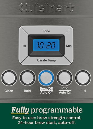 Cuisinart 14-Cup Coffee Maker, Programmable PerfecTemp Glass Carafe Coffee Machine with 1-4 Cup Setting, Brew Strength Control and Brew Pause, Stainless Steel, DCC-3200BKSNAS, Black