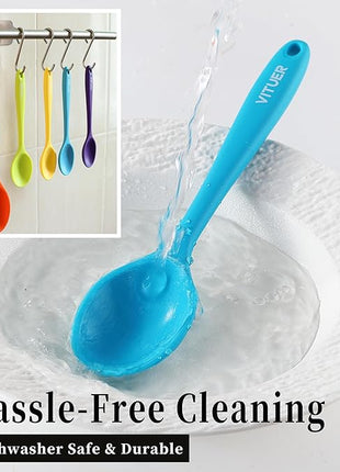 5PCS Silicone Serving Spoons Set, Vituer Heat Resistant Kitchen Spoons for Cooking, Mixing, Stirring and Serving, Dishwasher Safe (5 Pack, Multicolor)