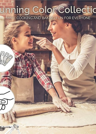 22-Piece Stainless Steel Measuring Cups and Spoons Set, Tad Dash Pinch Smidgen Drop Mini Measuring Spoons, Measuring Stick Leveler, Measurement Conversion Chart Fridge Magnet, (Charcoal)