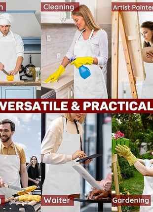 2 Pcs Plus Size Chef Apron, Unisex Professional Apron with 2 Pockets for Cooking, Work, Baking (Larger Size)