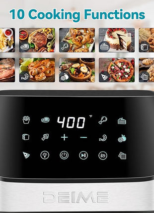 DEIME Air Fryer 6.5 QT Oilless Oven Large AirFryer Healthy Cooker with 10 1-Touch Preset, Visible Cooking Window, Non-Stick Basket & Dishwasher Safe