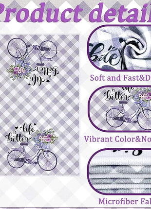 Set of 6 Lavender Kitchen Towels Purple Floral Dishtowels Rustic Absorbent Purple Tea Hand Towels 24 x 16 Inches Lavender Lover Gifts for Farmhouse Kitchen Bathroom Accessories Decorations