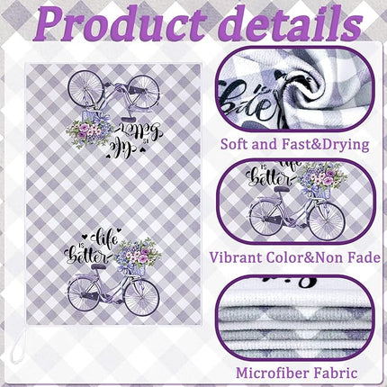 Set of 6 Lavender Kitchen Towels Purple Floral Dishtowels Rustic Absorbent Purple Tea Hand Towels 24 x 16 Inches Lavender Lover Gifts for Farmhouse Kitchen Bathroom Accessories Decorations