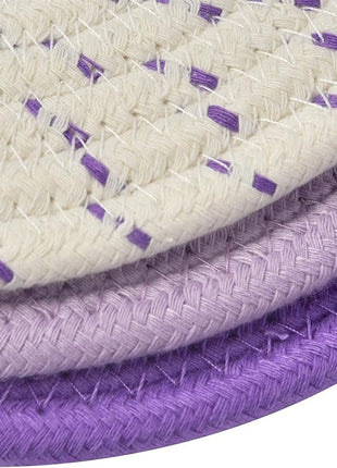 Pot Holders Set Trivets Set 100% Pure Cotton Thread Weave Hot Pot Holders Set (Set of 3) Stylish Coasters, Hot Pads, Hot Mats, Spoon Rest For Cooking and Baking by Diameter 7 Inches (Purple)