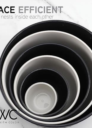 COOK WITH COLOR Prep Bowls with Lids- Wide and Deep Nesting Plastic Small Mixing Bowl Set with Lids, 12 Piece Set - Deep Bowls, Speckled Black