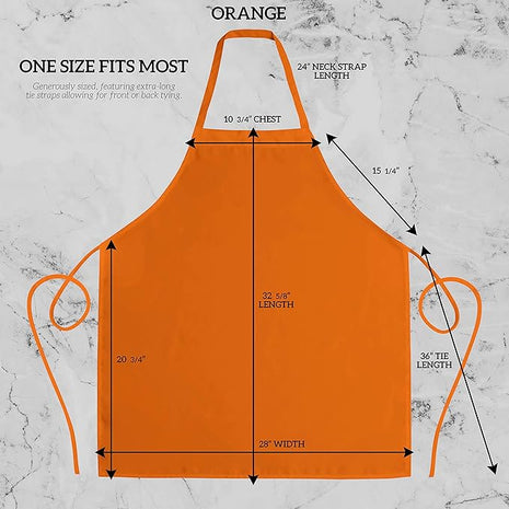 GREEN LIFESTYLE 120 Pack Professional Chef Apron – Grilling Aprons for Men, Waterproof Cooking Apron for BBQ, Work or Restaurant Use, Kitchen Aprons for Women – Orange, No Pockets