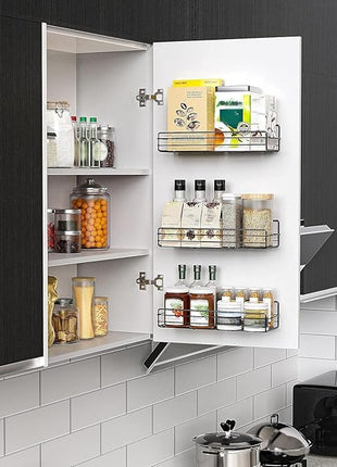 Moforoco Spice Rack Organizer Wall Mount (6Pack), Hanging Black Spice Pantry Organization Storage Shelf, Farmhouse Seasoning Organizer, Flexible Wall Shelves, Kitchen Essentials Home Decor