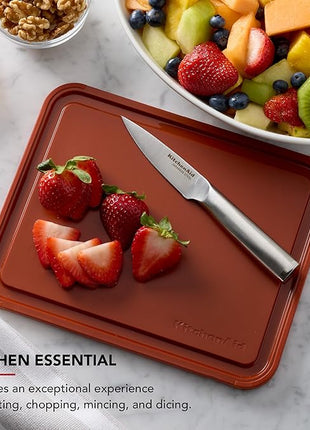 KitchenAid Classic Plastic Cutting Board with Perimeter Trench and Non Slip Edges, Dishwasher Safe, 8 x 10 inch, Scorched Orange