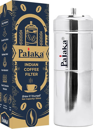 PAJAKA South Indian Filter Coffee Maker 4-6 Cup Mug Madras Kaapi Kappi Drip Decoction Maker Brewer Dripper Stainless Steel Medium Size for Home & Kitchen (250 ML)