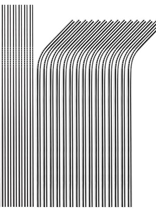 Tomorotec Reusable Straws 30 Pack, Stainless Steel Drinking Straws, Metal Straw Bulks for Smoothies Tumblers Cocktail MilkShake,Set of 15 Straight and 15 Bent with 2 Cleaning Brushes, Silver