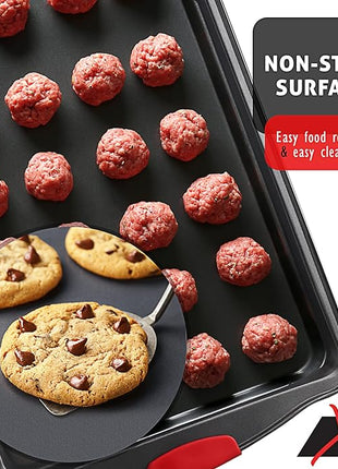 Baking Pan Set, 15 Piece Premium Nonstick Bakeware Sets BPA Free, Cookie Sheets Nonstick Steel Baking Sheets for Oven with Muffin Pan, Cake Pan & Kitchen Utensils - Black