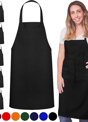GREEN LIFESTYLE 120 Pack Bib Aprons - Unisex Machine Washable Kitchen BBQ Aprons Bulk (Pack of 120, No Pockets, Black)