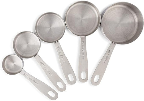 husMait Stainless Steel Measuring Cups - 5 Piece Heavy Duty Measuring Cup Set with Storage Ring