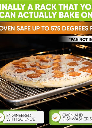 Spring Chef 11.8" x 17" Stainless Steel Cookie Cooling Rack - Oven Safe - Baking Rack for Bacon, BBQ, Jerky, Bread, Pizza, Cake - Fits Half Sheet Roasting Pan - Dishwasher Safe