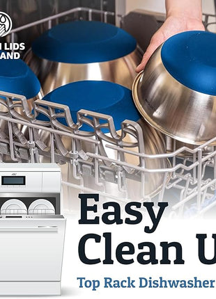 Priority Chef Stainless Steel Mixing Bowls with Lids Set, 3 Grater Attachments, Airtight Lids, Non-Slip Silicone Base Mixing Bowl Set, Large Prep Metal Mixing Bowls for Kitchen, Blue