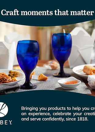 Libbey Premiere Cobalt Iced Tea Glasses, Stylish Cobalt Blue Drinking Glasses Set of 12, Dishwasher Safe Stemmed Water Goblets for Parties and More