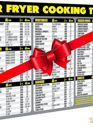 Air Fryer Cooking Times Chart Magnet - Extra Large Easy to Read Airfryer Magnetic Cheat Sheet - Healthy Airfryers Cookbook Accessory Liners Food Kitchen Conversion - Air Fryer Oven Accessories (Grey)