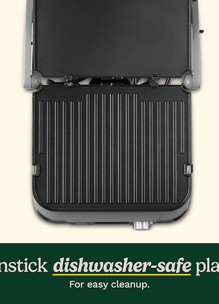 Cuisinart Electric Griddler FIVE Countertop Grill, Enjoy 5-in-1 Functions Including Panini Press, LCD Display, Wide Temperature Range, and Sear Function, Nonstick Plates, GR-5NAS, Stainless Steel