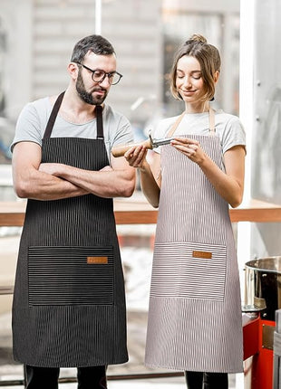 2 Pack Adjustable Bib Apron with 2 Pockets Chef Cooking Kitchen Restaurant Aprons for Women Men