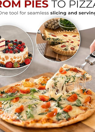 Orblue Pie Server, Essential Kitchen Tool, Serrated on Both Sides, Great for Right or Left Handed Chef, Stainless Steel Flatware, Cake Cutter, Black