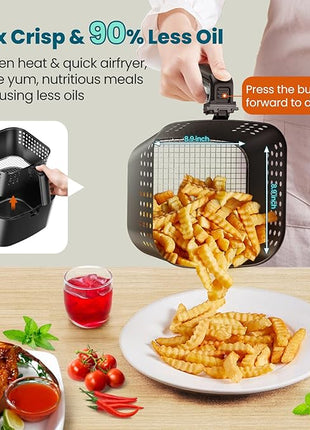 Nuwave Brio 10-in-1 Air Fryer, 6 QT Airfryer Capacity with Smart Probe, Roast Grill Bake for Fast Meals, One-Touch Digital Controls, Powerful 1800W Fryer, 100 Recipes, Removable Divider & Grill Pan