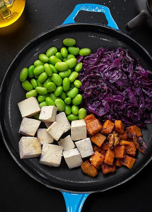 Bruntmor 12'' Blue Pre-seasoned Cast Iron Frying Pan, 12 Inch Oven Safe Skillet, Grill Pan Set, Nonstick Cookware And Bakeware For Casserole Dish