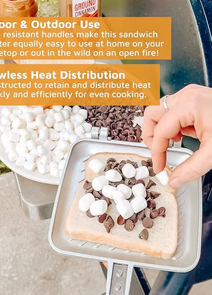 Breakfast Sandwich Maker Grill Press, Grilled Cheese Maker Panini Press Sandwich Toaster Presser - Stove Top Nonstick by Jean Patrique (Silver)