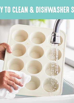 GreenLife 12-Cup Muffin Pan, PFAS-Free Healthy Nonstick Baking Tray, 11.4" x 1.9" x 15.9", Durable Ceramic Bakeware, Cupcakes, Egg Bites, Tarts, Brownies, Turquoise