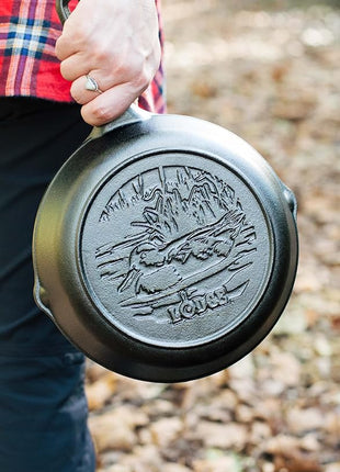 Lodge Wildlife Series-8" Cast Iron Skillet with Duck Scene, 8", Black
