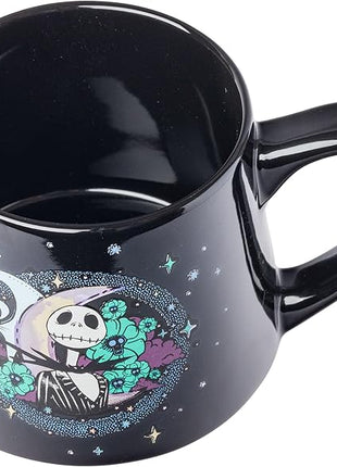 Silver Buffalo Disney Tim Burton's Nightmare Before Christmas Jack and Zero Tapered Pottery Mug, 14 Ounces