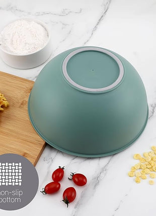 COOK WITH COLOR Mixing Bowls with Lids - 12 Piece Plastic Nesting Bowls Set includes 6 Prep Bowls and 6 Lids, Microwave Safe Mixing Bowl Set (Sage)