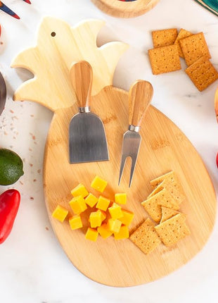 Totally Bamboo Pineapple Shaped Bamboo Wood Cutting Board and Charcuterie Board, 14-3/8" x 7-1/2"