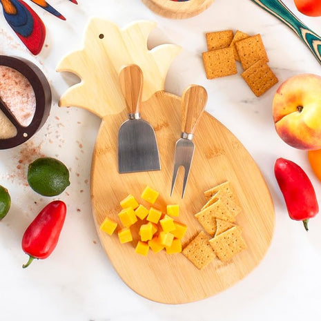 Totally Bamboo Pineapple Shaped Bamboo Wood Cutting Board and Charcuterie Board, 14-3/8" x 7-1/2"