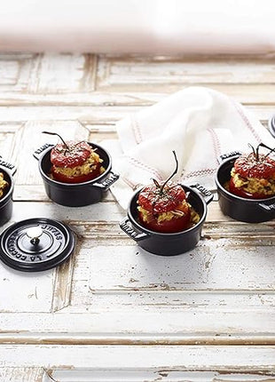 Staub Cast Iron 0.25-qt Mini Round Cocotte - Matte Black, Made in France