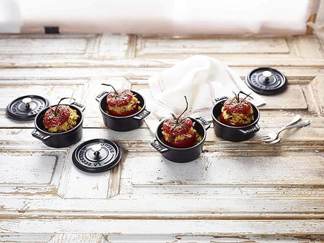 Staub Cast Iron 0.25-qt Mini Round Cocotte - Matte Black, Made in France