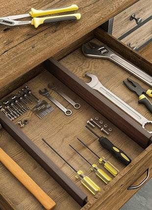 BAMEOS Drawer Divider,Expandable Bamboo Separators Adjustable Utensil Knife Fork Tool Kitchen Organizer, Clothes Fabric Drawer Organizer In Bathroom Bedroom Office, Cabinet Dresser Organizer 4-pack