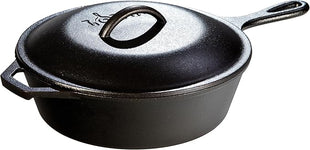 Lodge 3 Quart Pre-Seasoned Cast Iron Deep Skillet with Lid