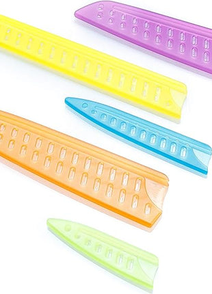 GLAD Knife Set for Kitchen – Stainless Steel Chef Knives with Sheaths | Sharp Colored Blades with Non-Slip Handles | Assorted Nonstick Cooking Essentials for Home