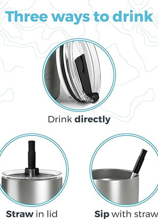 Arctic Tumblers | 30 oz Navy Blue Insulated Tumbler with Straw & Cleaner - Retains Temperature up to 24hrs - Non-Spill Splash Proof Lid, Double Wall Vacuum Technology, BPA Free & Built to Last