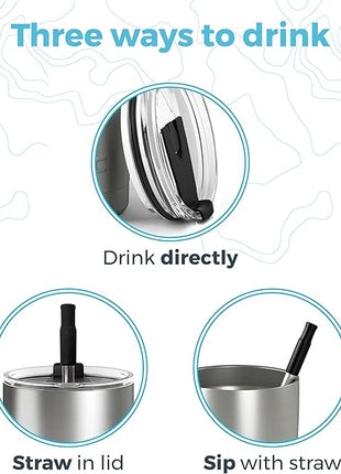 Arctic Tumblers | 30 oz Matte Black Insulated Tumbler with Straw & Cleaner - Retains Temperature up to 24hrs - Non-Spill Splash Proof Lid, Double Wall Vacuum Technology, BPA Free & Built to Last