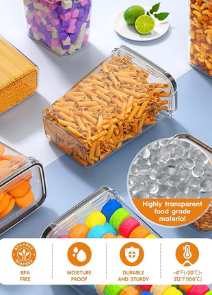30 PCS Airtight Food Storage Containers with Lids, Kitchen Pantry Organization and Storage, BPA-Free Plastic Scale Food Canisters for Cereal, Flour, Sugar, Dry Food, Include Labels & Marker