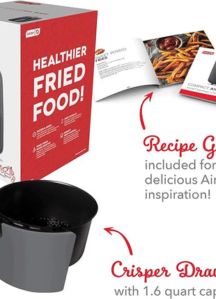 DASH Compact Air Fryer Oven Cooker with Temperature Control, Non-stick Fry Basket, Recipe Guide + Auto Shut off Feature, 2 Quart - Grey